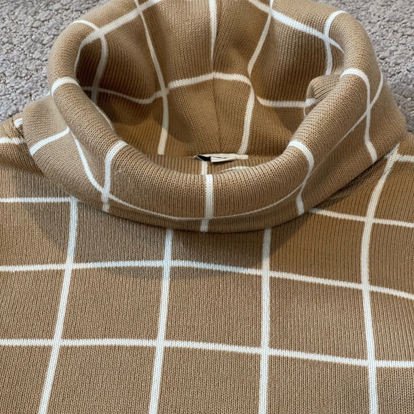 J.Crew Funnel Neck Sweater, Long Sleeve, Camel Windowpane, Size Small - Picture 13 of 14